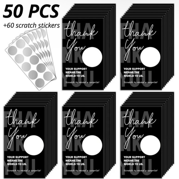 Other - Black Scratch Off Thank You Cards - Set of 50